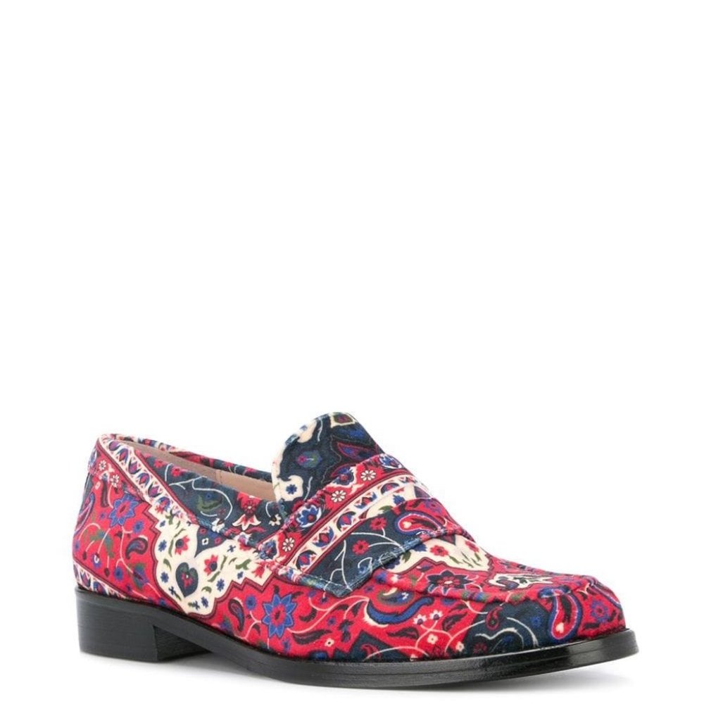Leandra Medine Velvet & Leather Loafers, New!